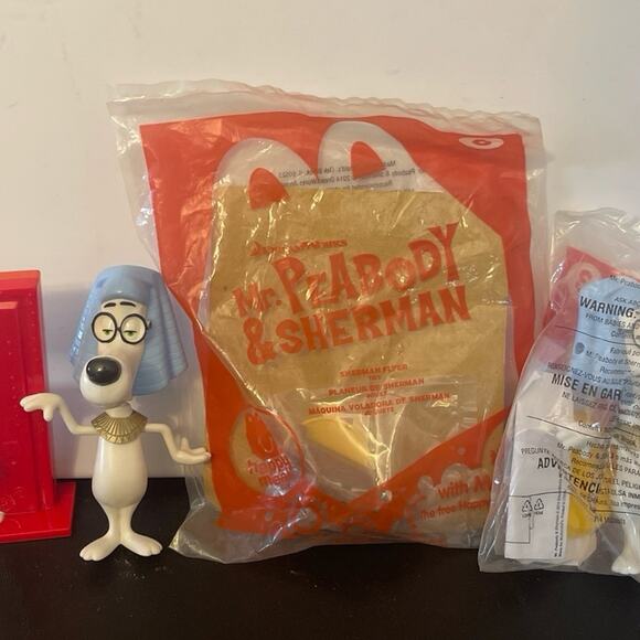 McDonald's Happy Meal Toy Mr Peabody & Sherman Dog Bobble Head Figure Bundle - Picture 1 of 5